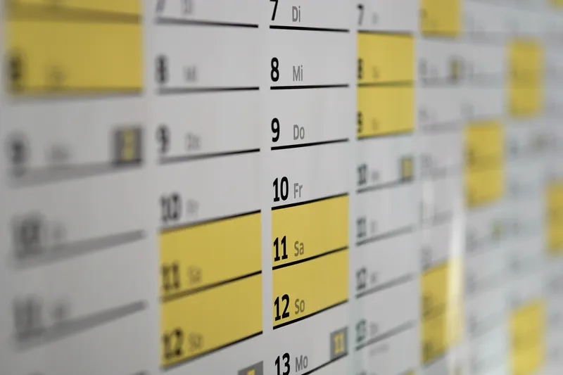 Calendário com datas marcadas