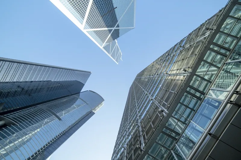 Prédios de vidro de um centro financeiro